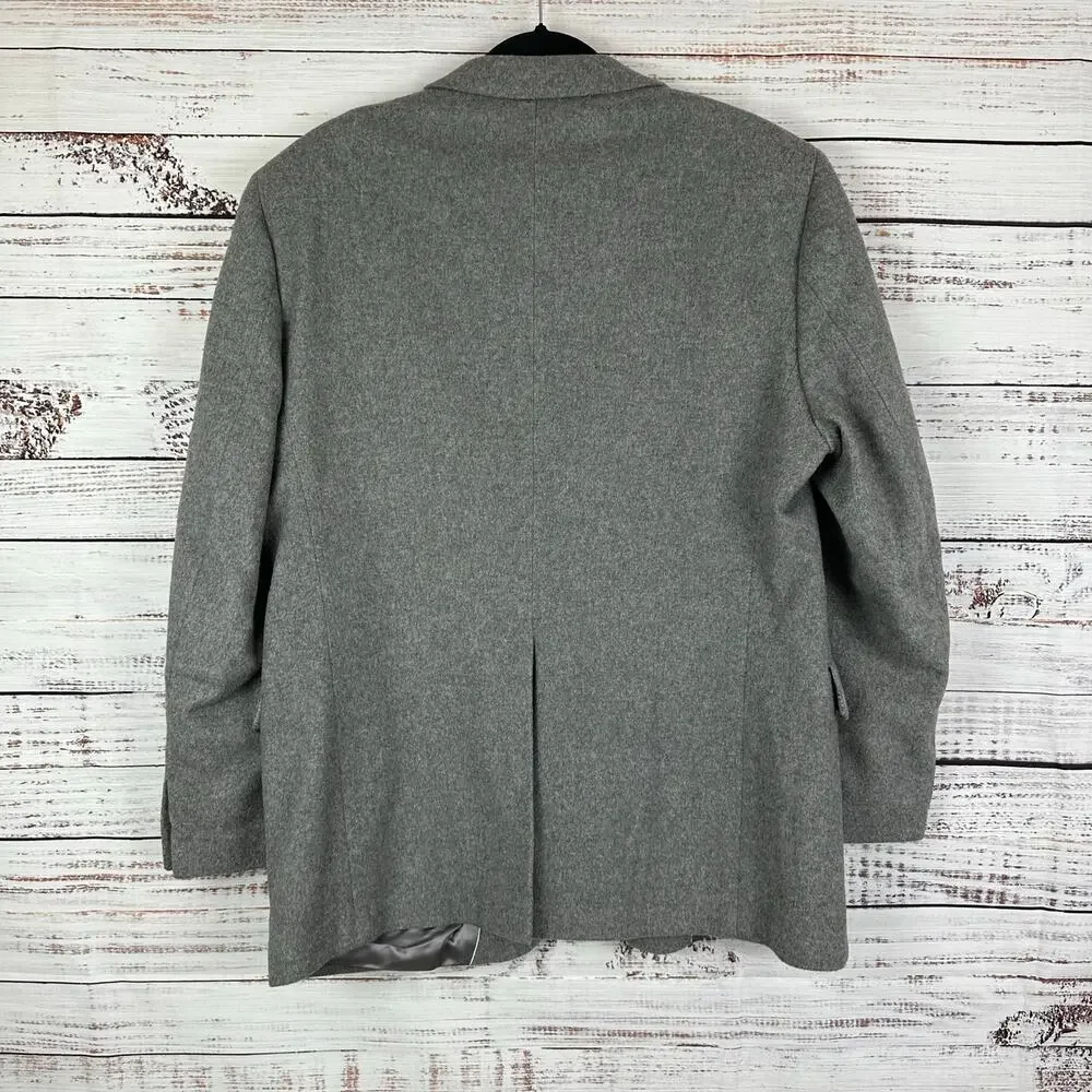 English Manor Wool Tweed Gray Suit Blazer Sport Coat Poland 2 Button Mens Sz 43R